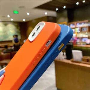 Liquid silicone phone case compatible with iPhone contrast color shockproof protective cover