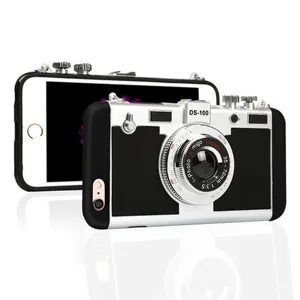 Vintage camera stijl telefoonhoesje voor iPhone, retro beschermende cover met lens.