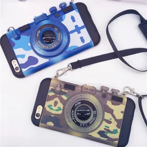 Retro camera stijl telefoonhoesje met koord, vintage beschermhoes voor de iPhone.