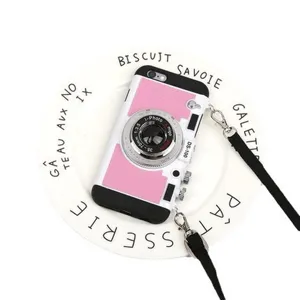 Retro camera stijl telefoonhoesje met lanyard voor iPhone, beschermende siliconen.
