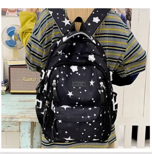 Casual star print large capacity backpack for students commuter school bag detailed view