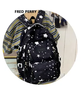 Large capacity star pattern school backpack for student casual commuting and daily use stylish.