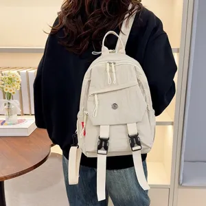 Casual witte nylon rugzak detail, lichte dagelijkse school reizen dagrugzak voor studenten