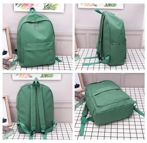 Zaino verde tinta unita semplice di grande capacità borsa scolastica casual studenti