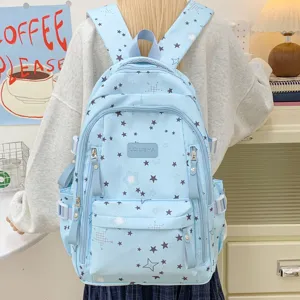 Casual Starry Sky Print Backpack For Women Student School Bag Durable Nylon Large Capacity Travel Daypack Commuter Bag