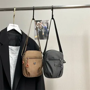 Casual plaid crossbody bag small square bag stylish shoulder bag for women and men daily use