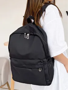 Zaino da donna elegante, tinta unita minimalista, grande capacità per scuola e tempo libero.