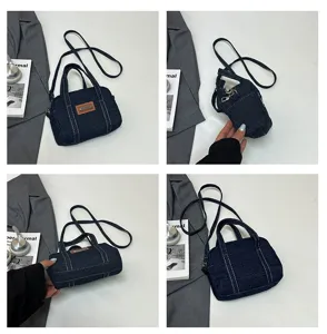 Retro Jeans Handtasche Damen lässige Mini Kissen Umhängetasche Vintage blaue Tasche Detail
