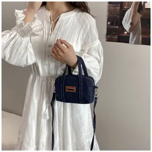 Retro Jeans Umhängetasche Lässige Damen Mini Kissen Handtasche Vintage Tasche mit Griff
