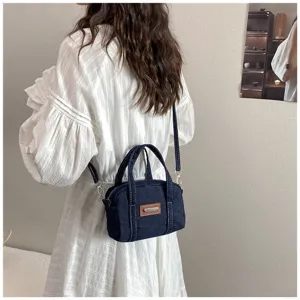 Vintage Jeans Umhängetasche für Damen, lässige retro Boston Handtasche mit Schultergurt.