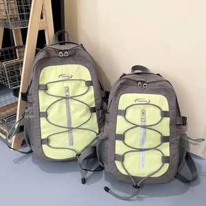 Casual color block backpack couple lightweight travel daypack stylish outdoor school bag