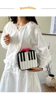 Creative piano keys design chain crossbody bag for women, cute mini single shoulder bag.