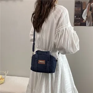 Retro Jeans Handtasche für Damen, stylische kleine lässige Umhängetasche aus robustem Denim Material.