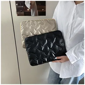 Glossy embossed soft PU large capacity laptop sleeve and stylish document handbag.