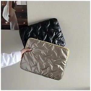Glossy embossed PU clutch detail, soft texture and large capacity for documents and daily use.
