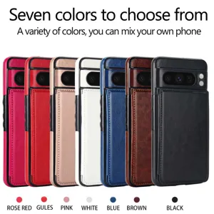 Vista detallada de la funda Google Pixel con múltiples opciones de color y tarjetero.