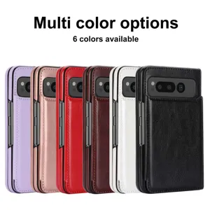 Business folding leather phone case with card slots, multiple color options available now.