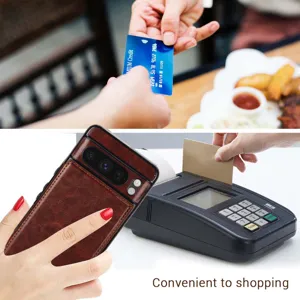 Fundas de cuero marrón para teléfono con ranura para tarjetas y soporte para uso diario