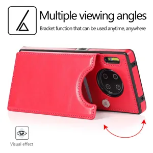 Rote Leder Klapp-Handyhülle mit Kartenfächern und verstellbarem Ständer für optimalen Schutz.