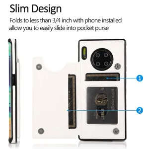 Schlanke Leder Handyhülle mit Kartenfächern Wallet Design weißes Schutzetui für Smartphone
