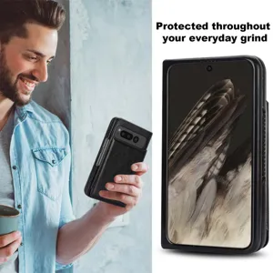 Business leather case for Google Pixel Fold with card slots vintage horse pattern