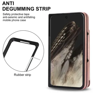 Business folding phone case with anti degumming strip and card slot for Google Pixel Fold.