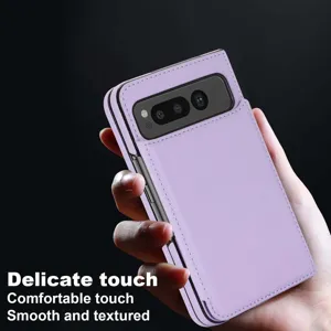 Premium PU leather folio case for Google Pixel Fold with card slot and double buckle design.