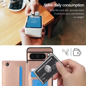 Funda de cuero tipo cartera con ranuras para tarjetas para Google Pixel, soporte