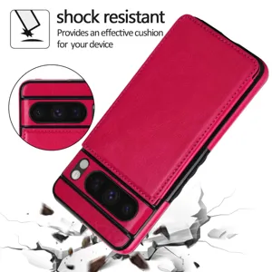 Funda de teléfono de cuero antichoque para Google Pixel con ranura para tarjeta y soporte