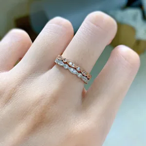 Anillo de compromiso apilable de plata S925 con diamantes, joyería de lujo minimalista mujer
