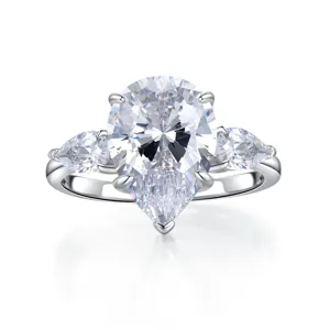 Anillo de Compromiso de Plata de Ley 925 con Diamantes de Imitación Corte Pera para Mujer Gota de Agua Brillante Anillo de Dedo Geométrico de Tres Piedras Joyería