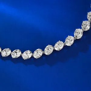 Stunning 925 silver oval cut diamond tennis bracelet, luxury elegant fashion jewelry for women.