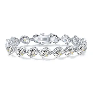 Elegant S925 silver oval cubic zirconia tennis bracelet sparkling luxury jewelry main view