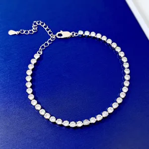 Elegante 3mm tennisarmband met fonkelende gesimuleerde diamanten, verstelbare ketting.