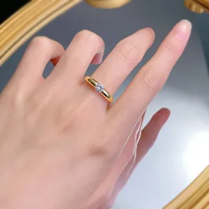 S925 zilver verguld 5.0mm gesimuleerde diamanten ring, elegante Europese stijl.