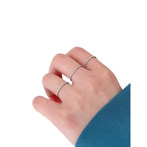 Silber stapelförmige Ringe minimalistisch schmal stufen Design Zierliche Silberring