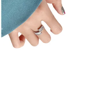Anillo abierto de plata esterlina 925 circonita cúbica elegante joyería mujer moda accesorio