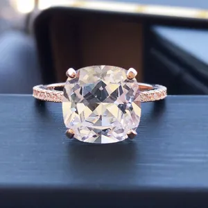 Bague solitaire oxyde de zirconium coussin en argent s925 pavee de strass bijoux elegants femme