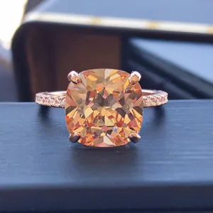 Bague en Argent Sterling 925 Diamant Simulé Taille Coussin Avec Strass Bague Géométrique En Strass Pour Femme Bijoux Cadeau