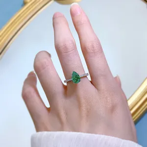 Anello con gemma verde taglio a pera argento s925 gioiello minimalista moda donna