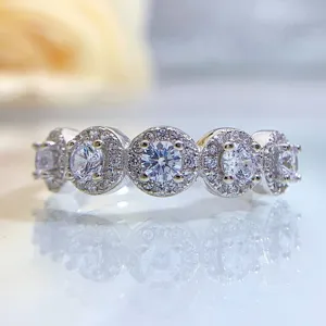 925 Sterling Silver Zirconia Ring Simple Geometric Inlaid Finger Ring For Women Wedding Engagement Proposal Jewelry Gift