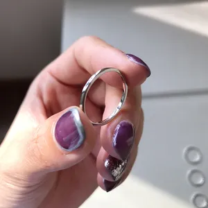 925 Sterlingsilber Minimalistischer Glatter Einzelner Schlichter Runder Reifenband Offener Fingerring Für Frauen Geometrischer Schmuck