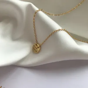 Minimalist 925 Sterling Silver Gold Plated Round Disc Pendant Necklace For Women Letter Engraved Charm Chain Necklace Fashion Jewelry