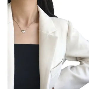 S925 Sterling Silber Kiesel Anhänger Halskette Minimalistischer Mode Schmuck für Damen