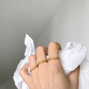 Minimalist 925 silver gold-plated diamond ring elegant stacked design fashion jewelry