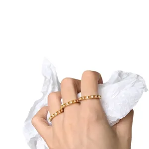 S925 sterling silver gold-plated diamond stacked ring set, minimalist fashion jewelry.