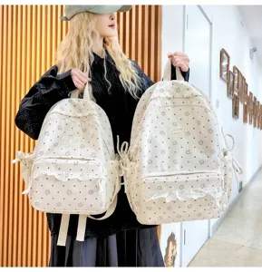 Korean style student backpack corduroy cute star print school bag casual daypack for teens
