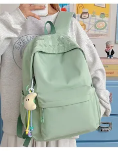 Japanese style casual large capacity backpack for school girls, trendy green school bag.