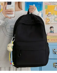 Black student backpack large capacity casual aesthetic daily school bag for teenage girls