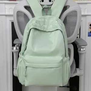 Minimalist embroidery casual backpack large capacity school bag for women and students daily use